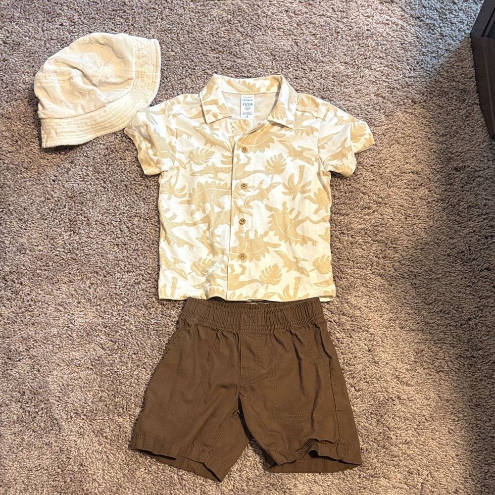 Carter's Cream and Brown Kids Matching Set